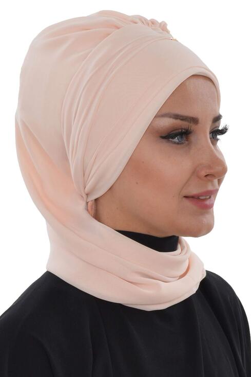 6797 Instant Turban Lightweight Chiffon Scarf Head Turbans Headwear Beige main image 5